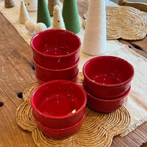Seven red fiesta wear bowls bought in 2005. Perfect condition.